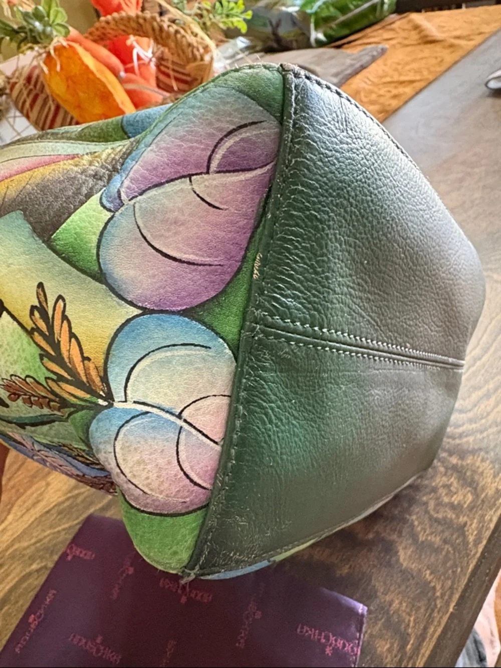 Anuschka Hand-Painted Cat Garden Shoulder Bag - Picture 6 of 16